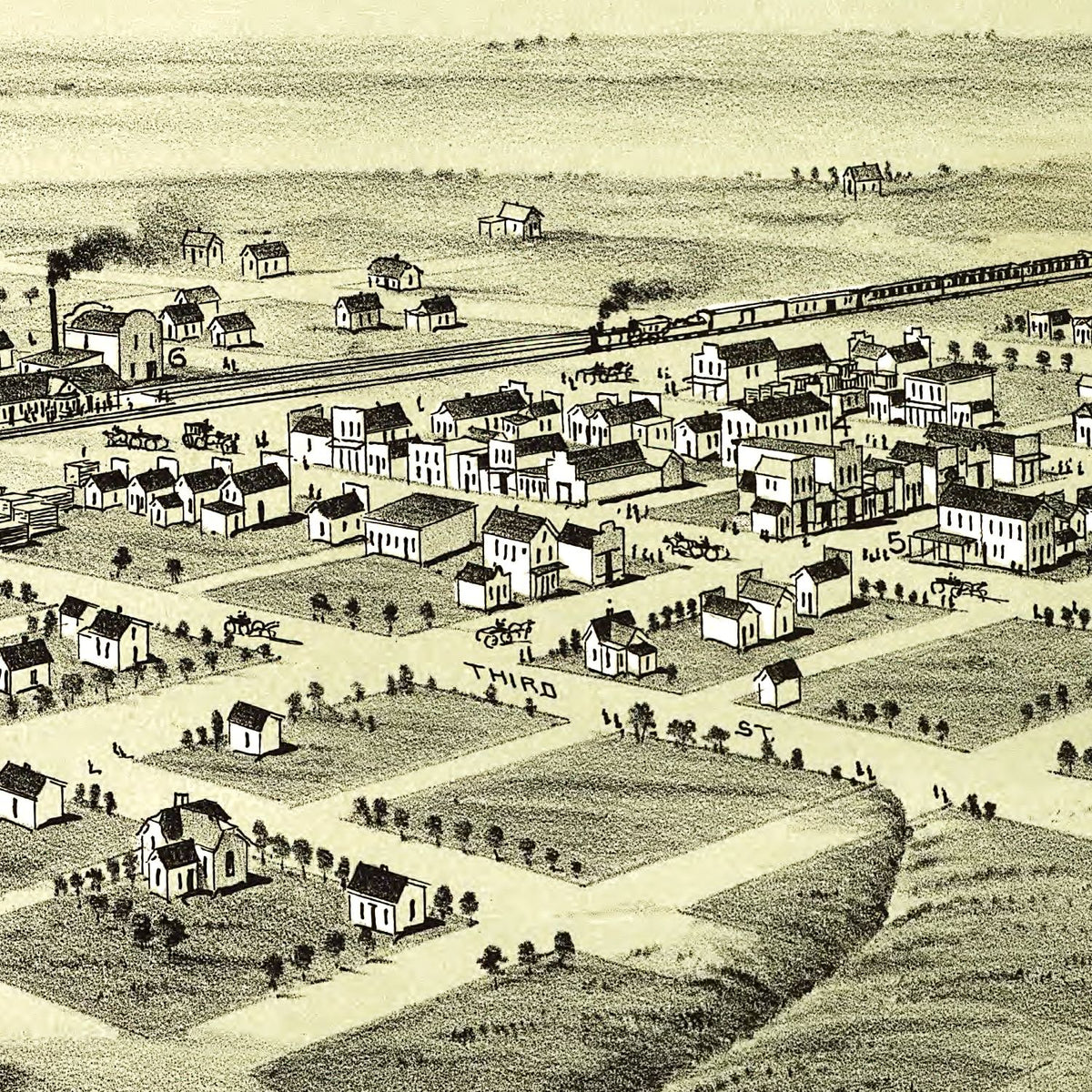 Restored historic details from the 1891 city map of Edmond, Oklahoma