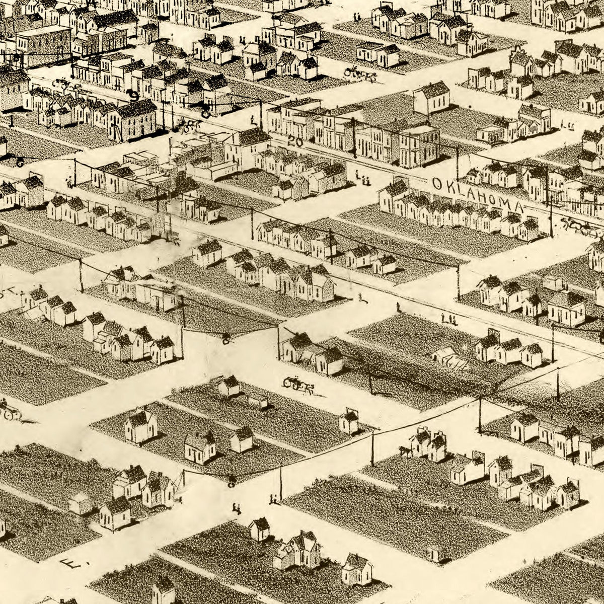Restored historic details from the 1890 city map of Guthrie, Oklahoma