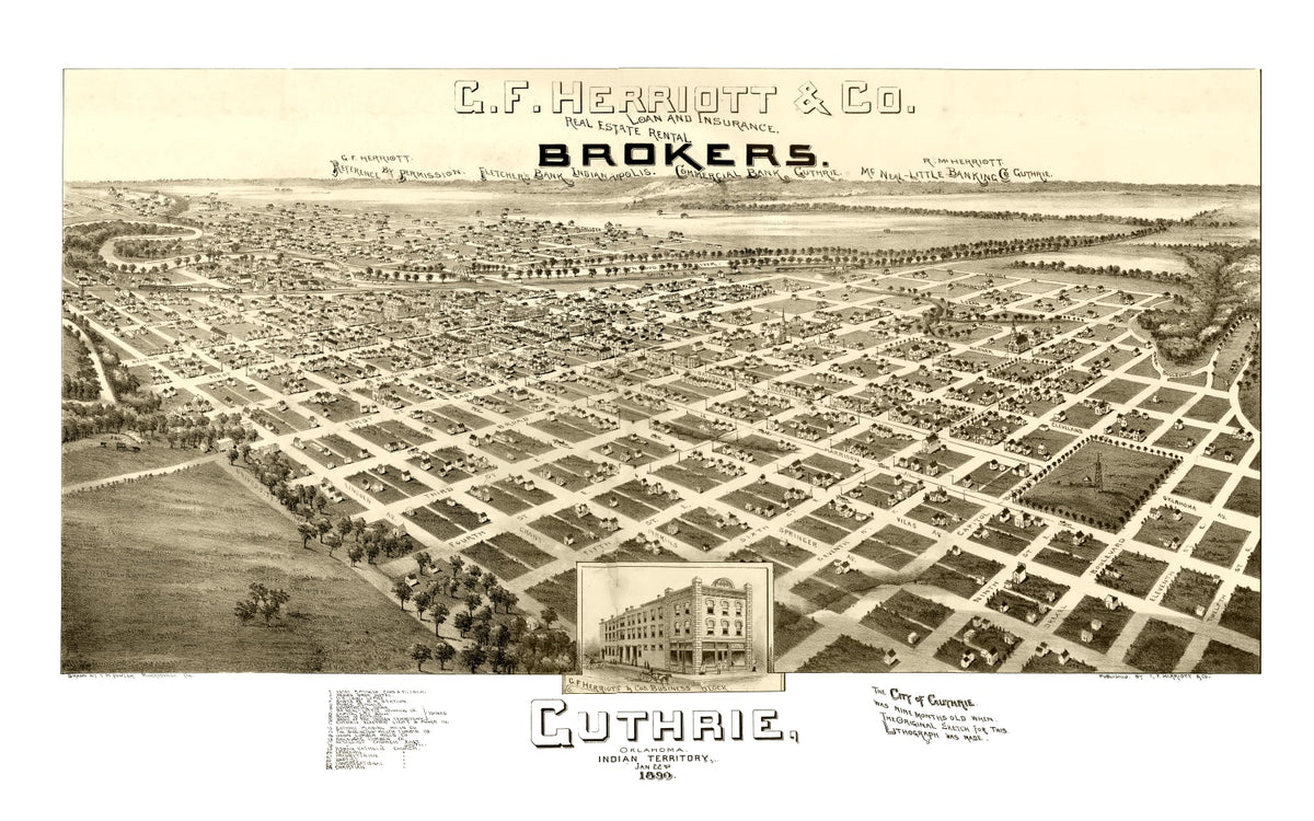 Preview of Vintage Map of Guthrie, Oklahoma 1890