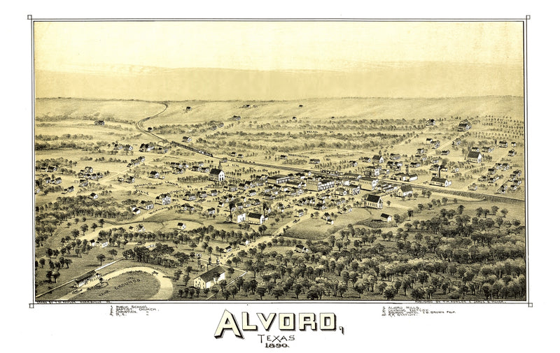Size comparison using Vintage Map of Alvord, Texas 1890