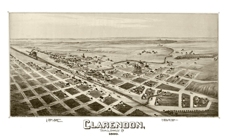 Size comparison using Vintage Map of Clarendon, Texas 1890