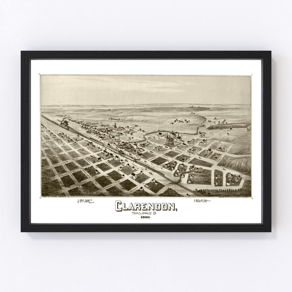 Clarendon Vintage Map 1890