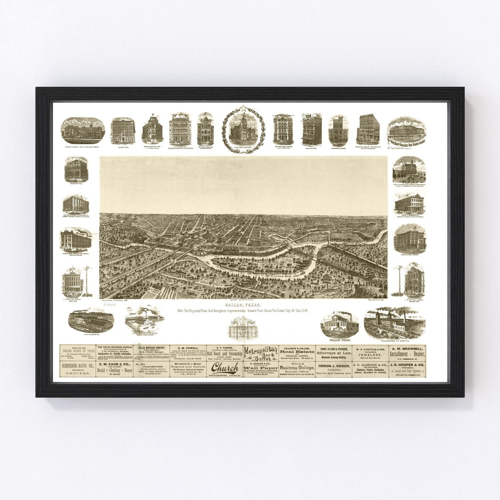 Dallas Vintage Map 1892