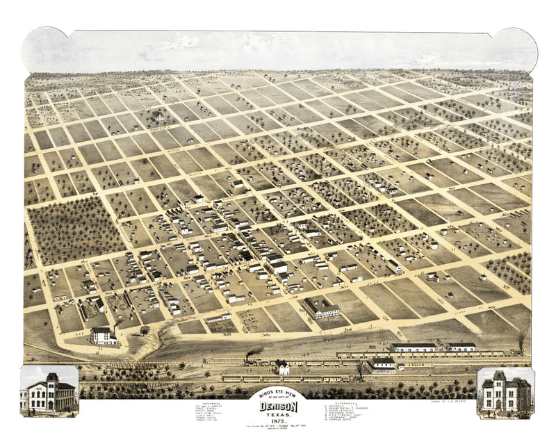 Size comparison using Vintage Map of Denison, Texas 1873