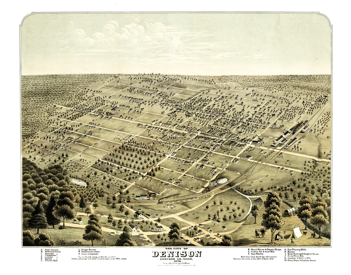 Preview of Vintage Map of Denison, Texas 1876