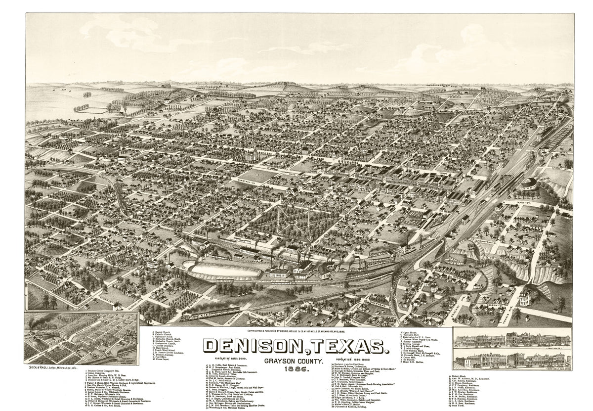 Preview of Vintage Map of Denison, Texas 1886