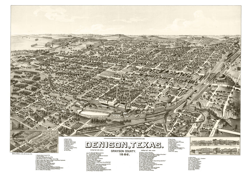 Size comparison using Vintage Map of Denison, Texas 1886