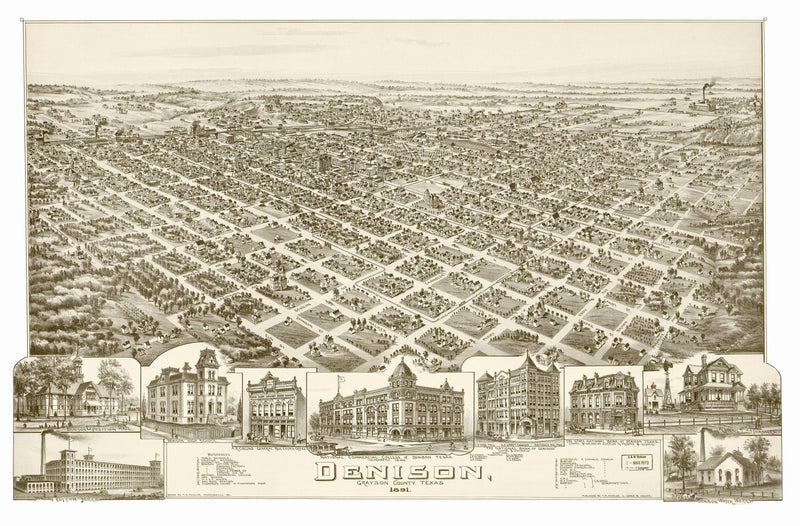 Size comparison using Vintage Map of Denison, Texas 1891