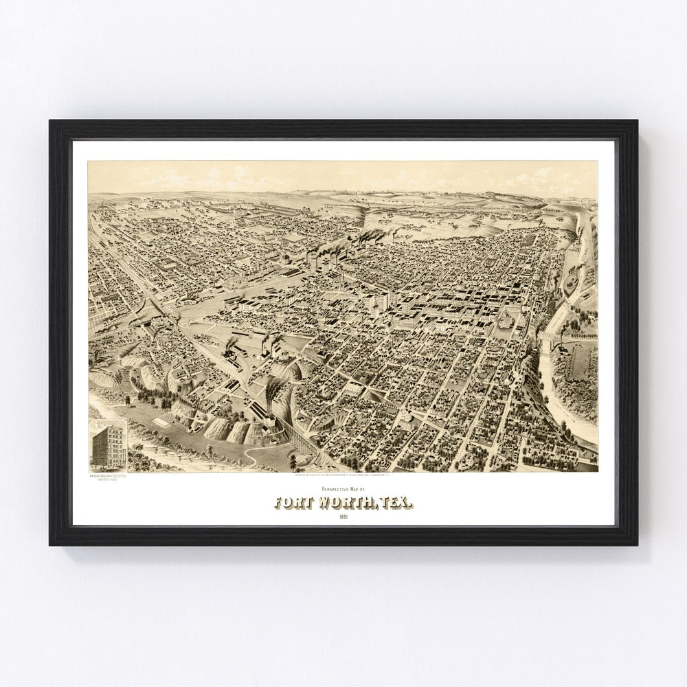 Fort Worth Vintage Map 1891