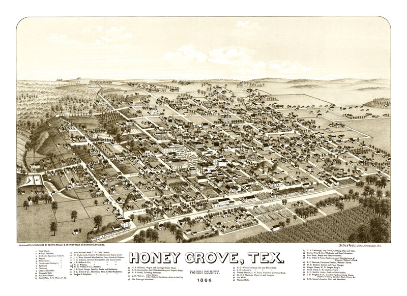 Size comparison using Vintage Map of Hone Grove, Texas 1885