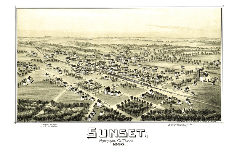Size comparison using Vintage Map of Sunset, Texas 1890