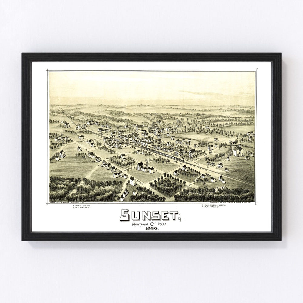 Sunset Vintage Map 1890
