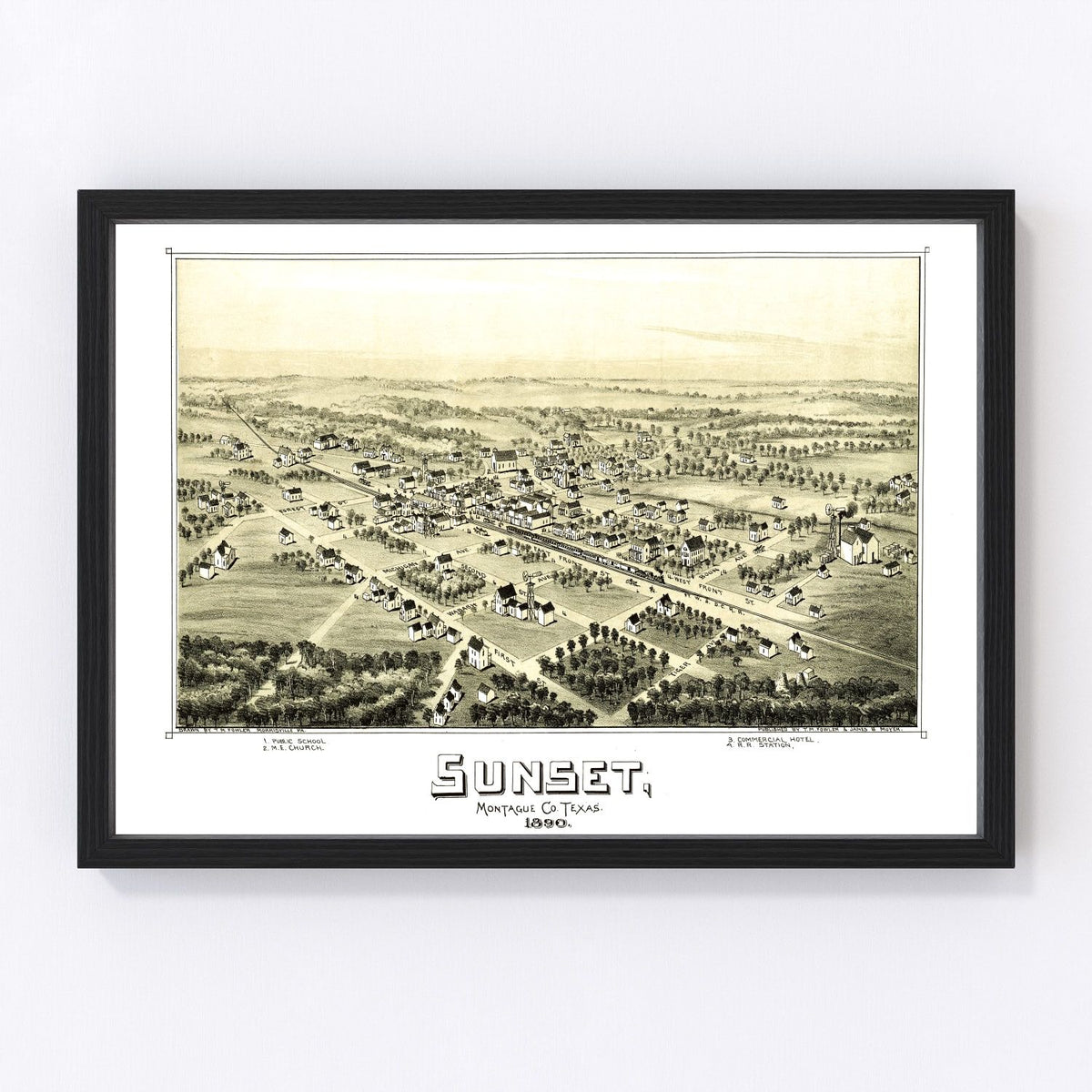 Sunset Vintage Map 1890
