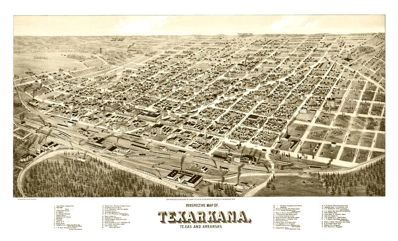 Size comparison using Vintage Map of Texarkana, Texas 1888