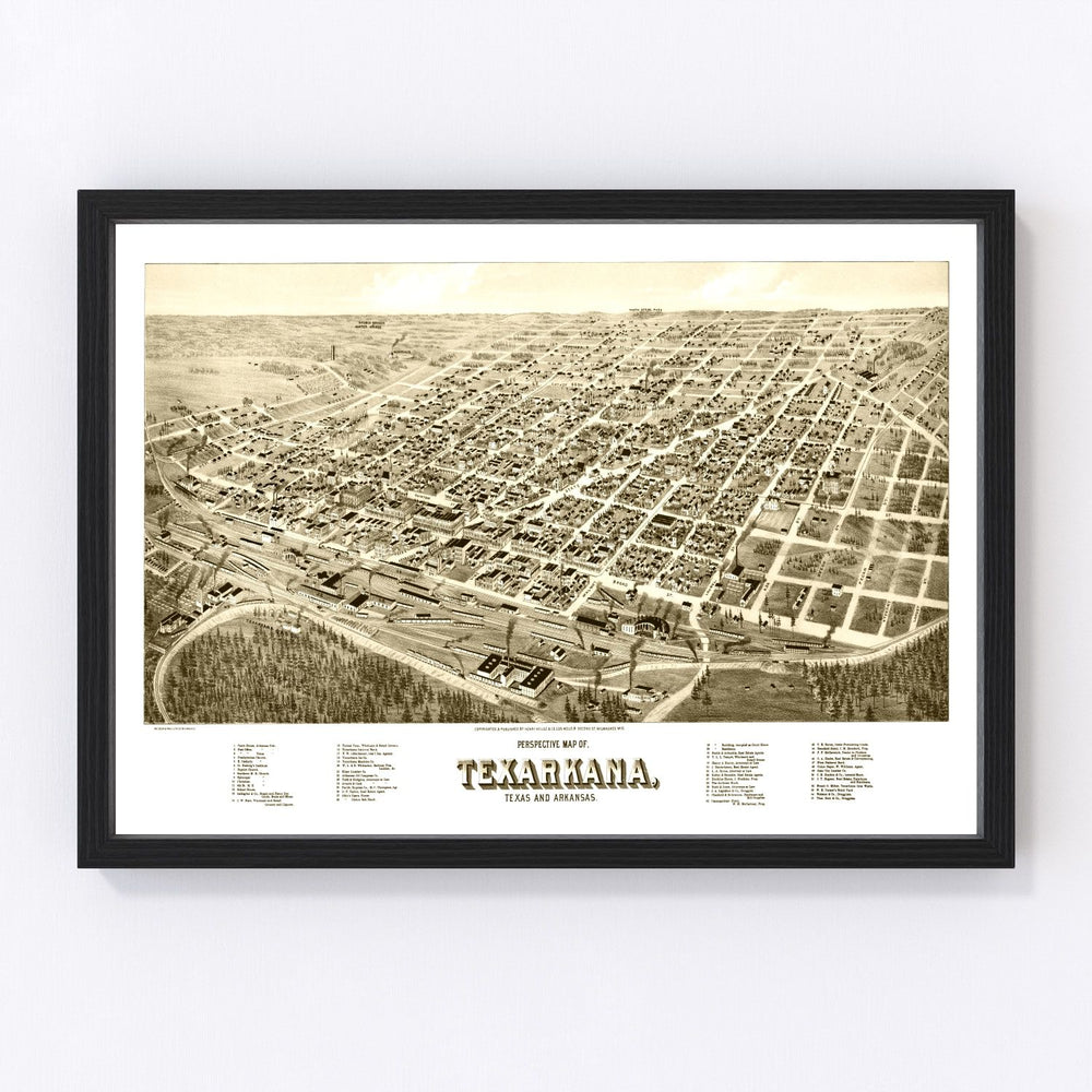Texarkana Vintage Map 1888
