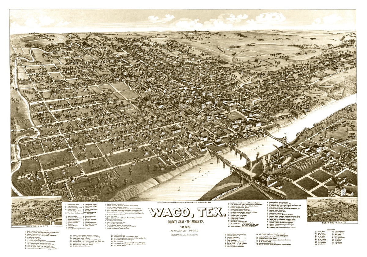 Preview of Vintage Map of Waco, Texas 1886