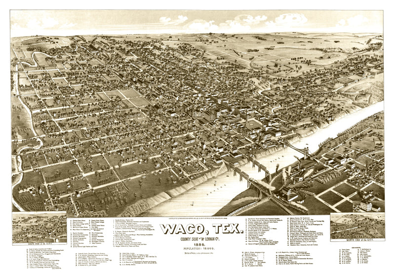 Size comparison using Vintage Map of Waco, Texas 1886