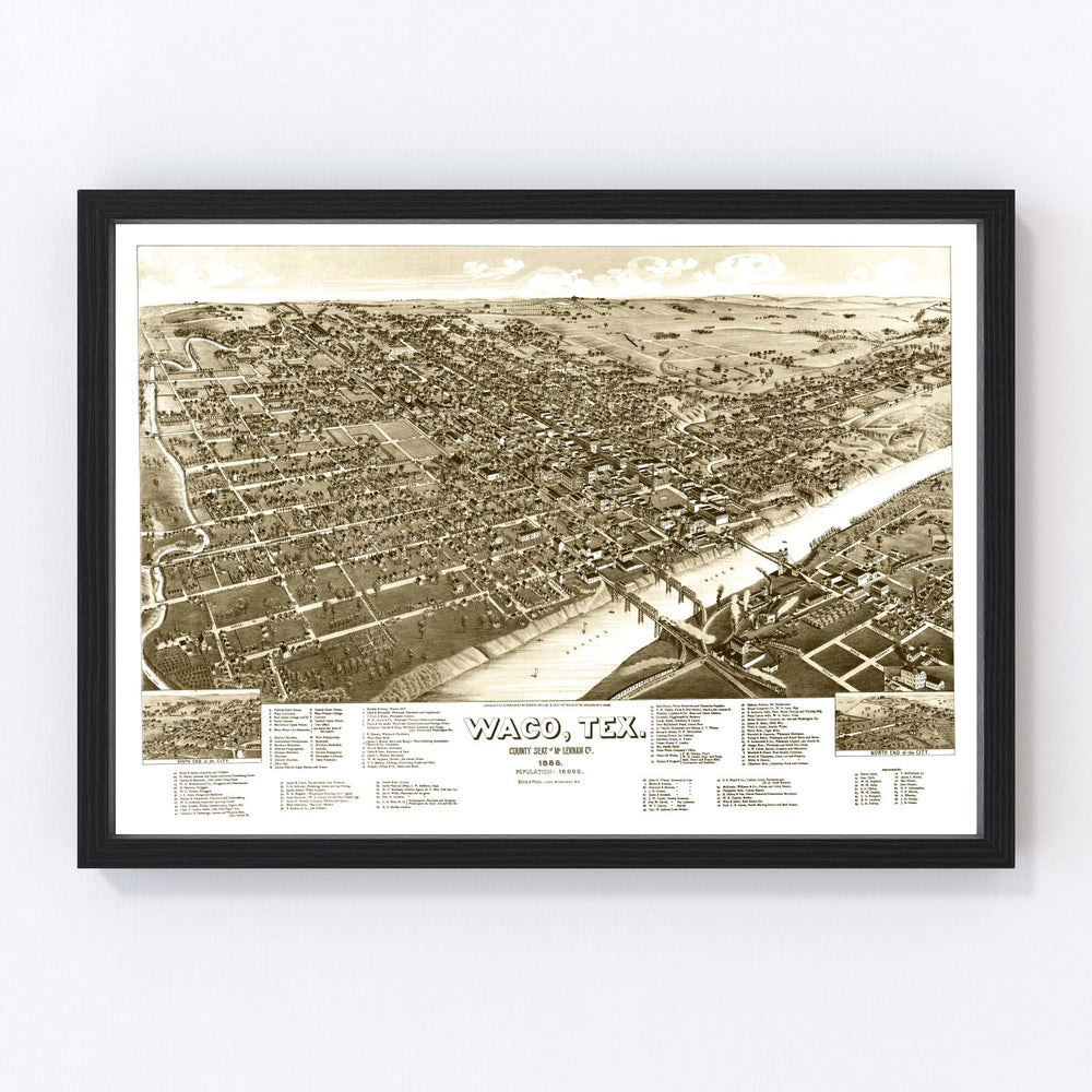 Waco Vintage Map 1886