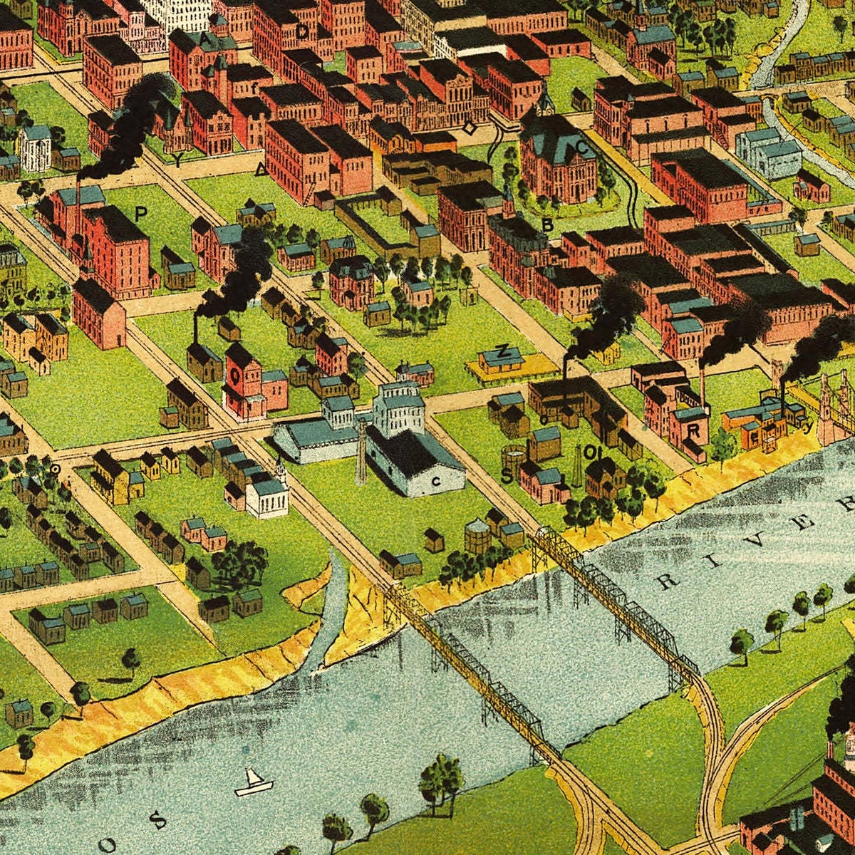 Restored historic details from the 1892 city map of Waco, Texas