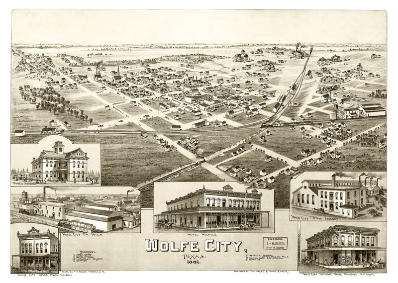 Size comparison using Vintage Map of Wolfe City, Texas 1891