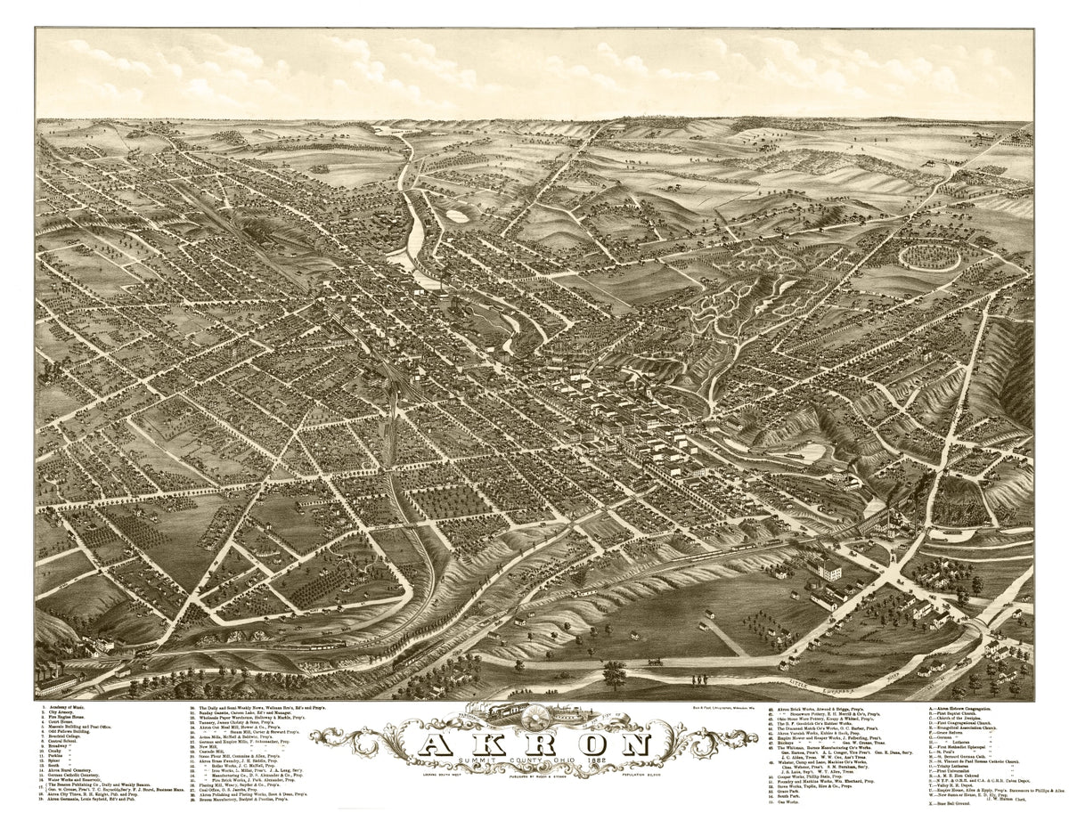 Preview of Vintage Map of Akron, Ohio 1882