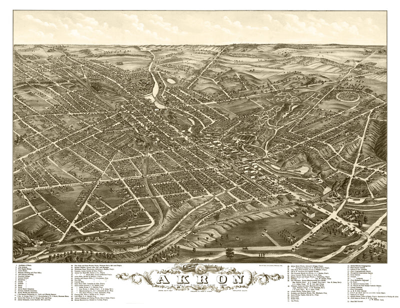 Size comparison using Vintage Map of Akron, Ohio 1882