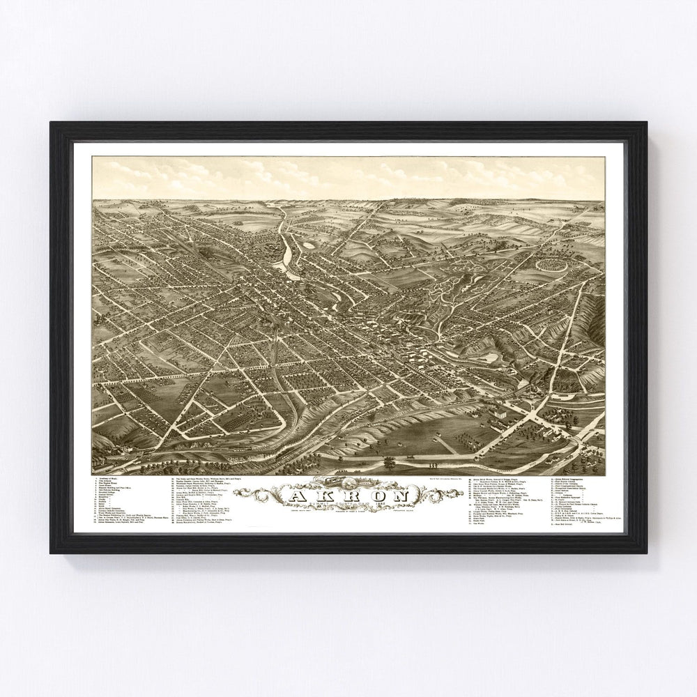 Akron Vintage Map 1882
