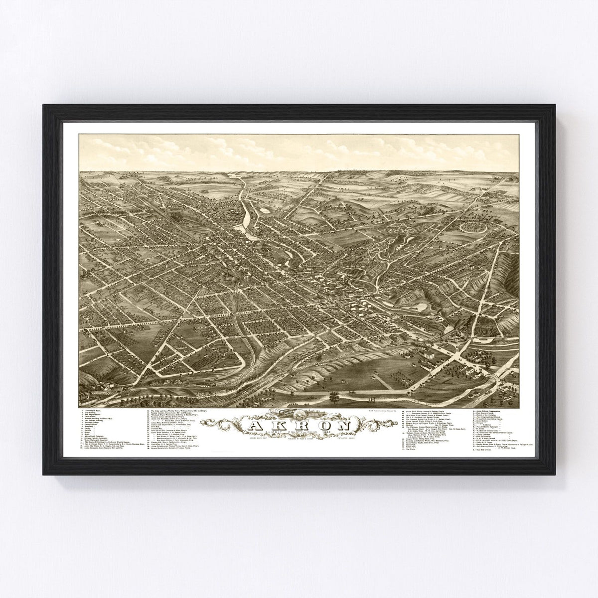Akron Vintage Map 1882