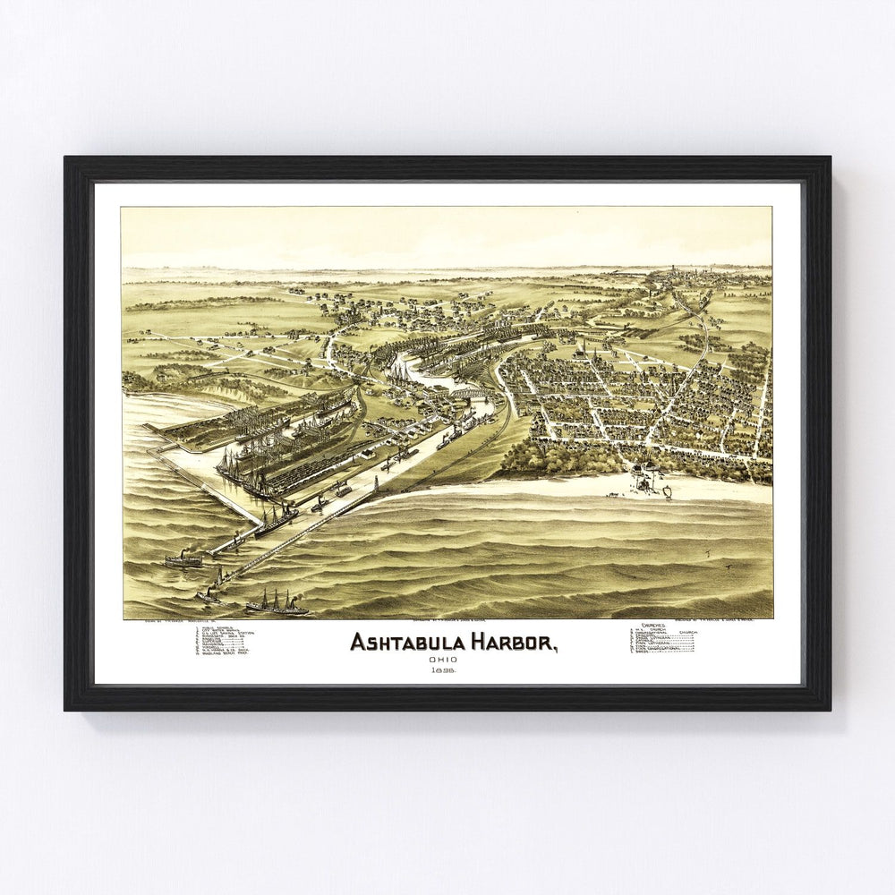 Ashtabula Harbor Vintage Map 1896