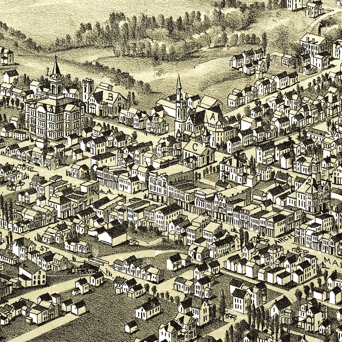 Restored historic details from the 1899 city map of Barnesville, Ohio