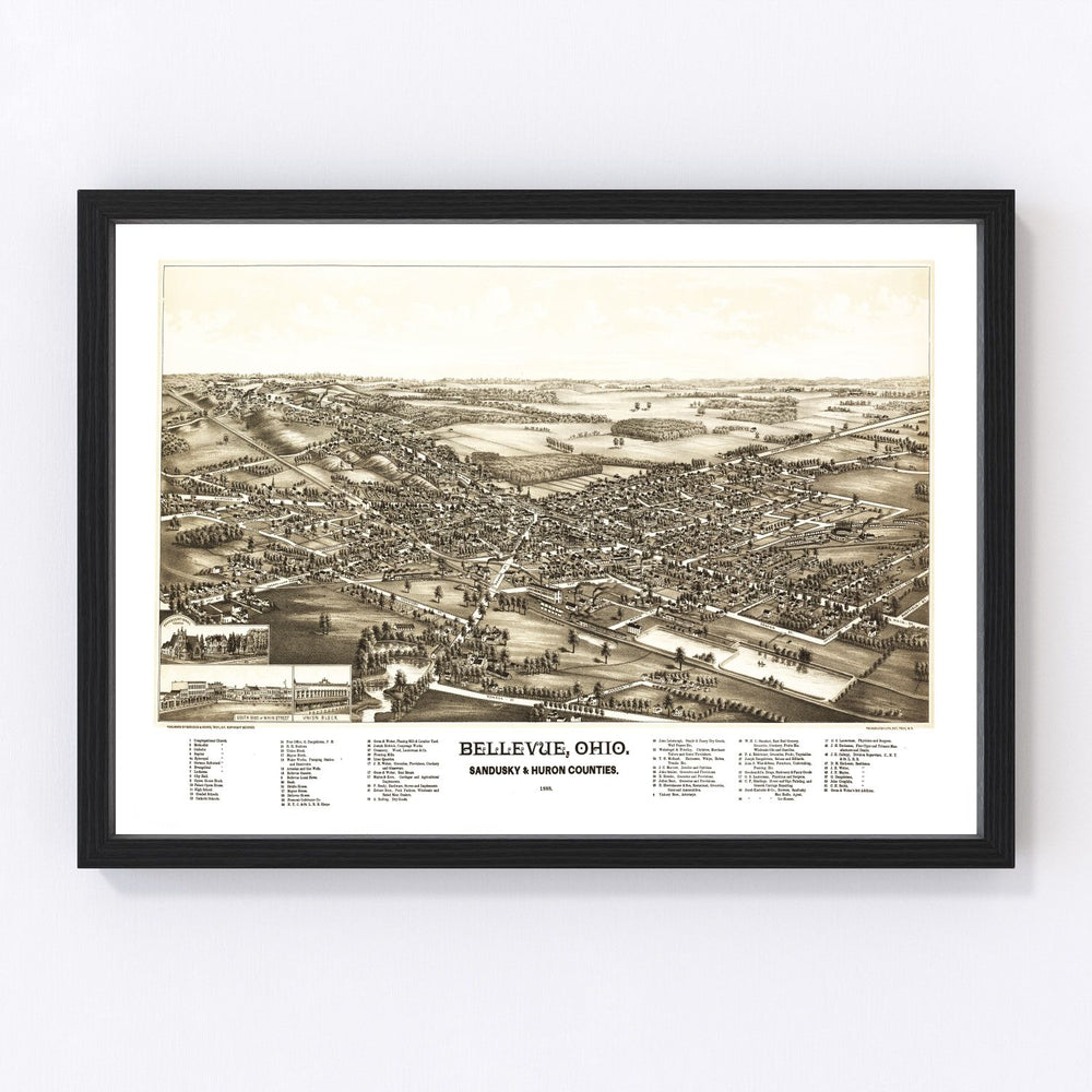 Bellevue Vintage Map 1880
