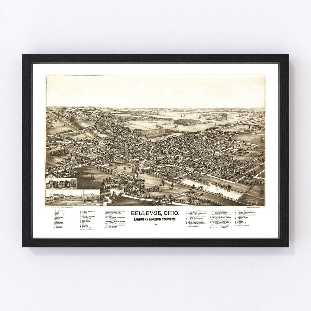 Bellevue Vintage Map 1880