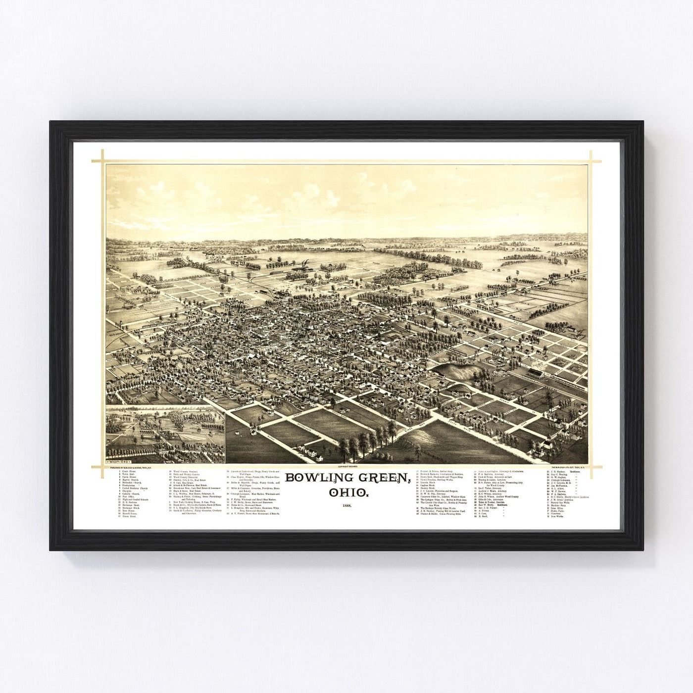 Bowling Green Vintage Map 1888