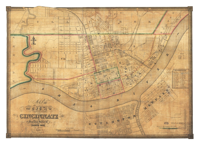 Size comparison using Vintage Map of Cincinnati, Ohio 1838