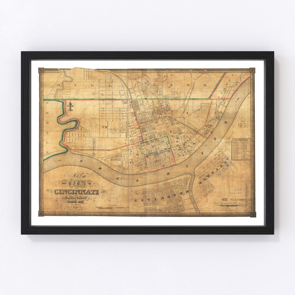 Cincinnati Vintage Map 1838