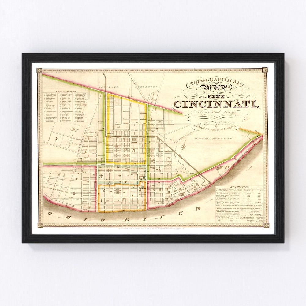 Cincinnati Vintage Map 1841