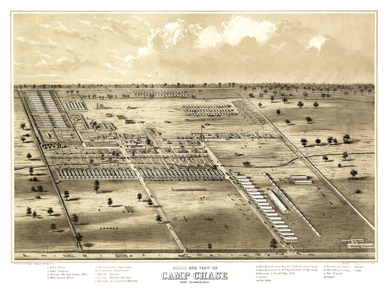 Size comparison using Vintage Map of Camp Chase, Ohio 1860