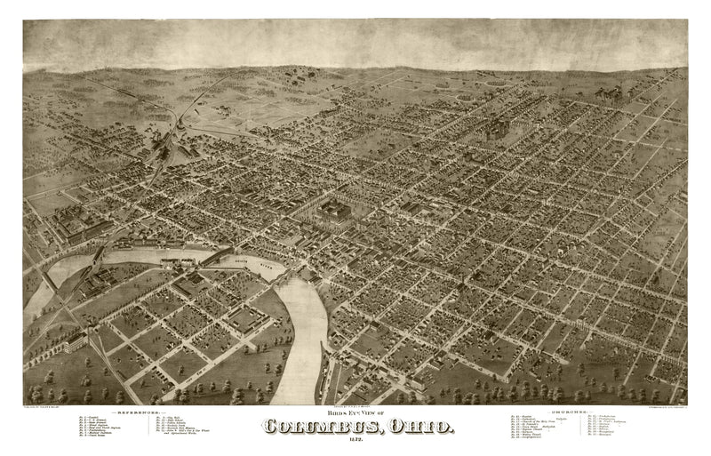 Size comparison using Vintage Map of Columbus, Ohio 1872