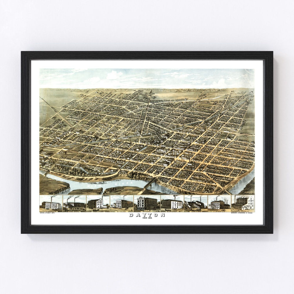 Dayton Vintage Map 1870