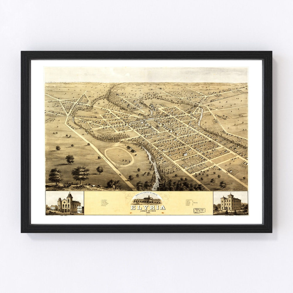 Elyria Vintage Map 1868