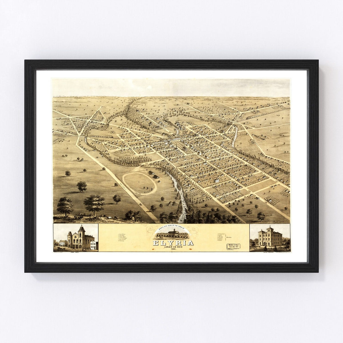 Elyria Vintage Map 1868