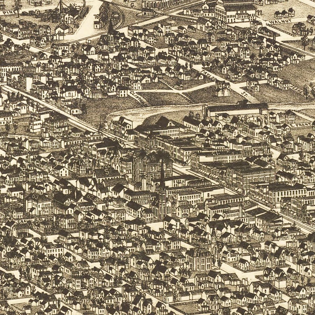 Restored historic details from the 1889 city map of Findlay, Ohio