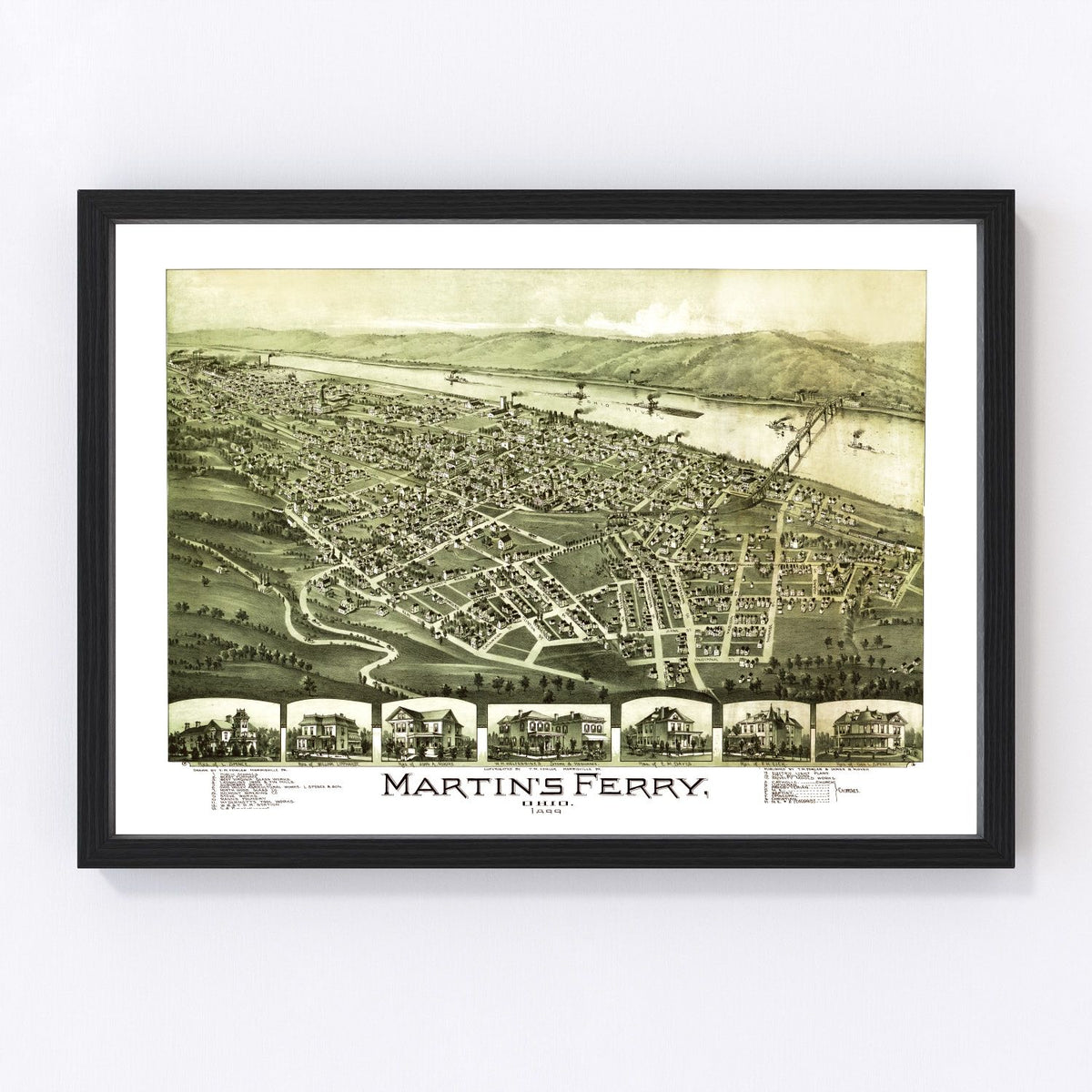 Martin's Ferry Vintage Map 1899