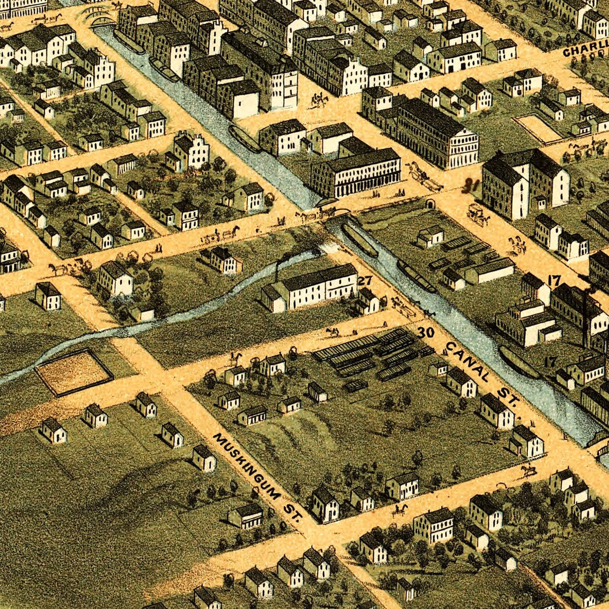 Restored historic details from the 1870 city map of Massillon, Ohio
