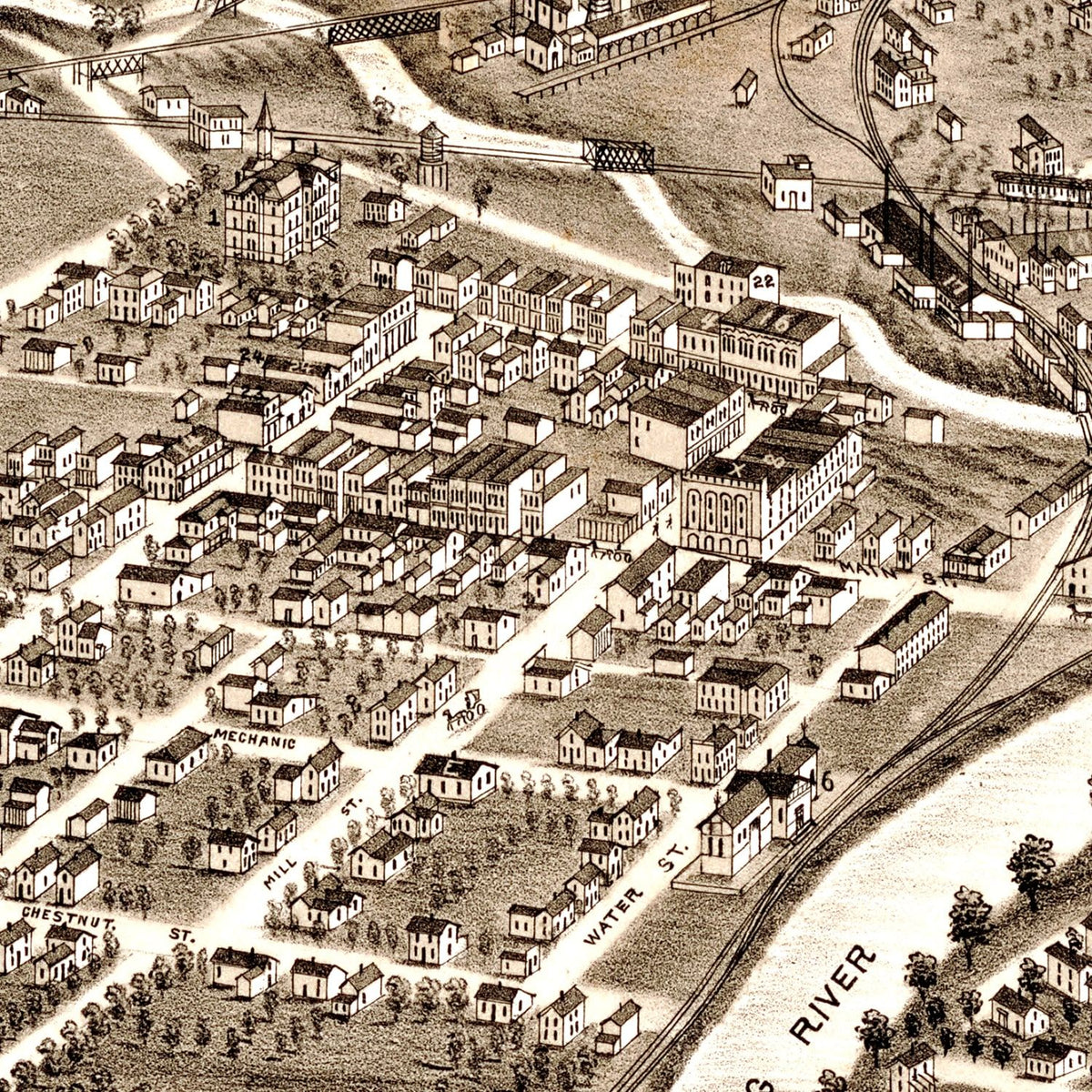 Restored historic details from the 1882 city map of Niles, Ohio