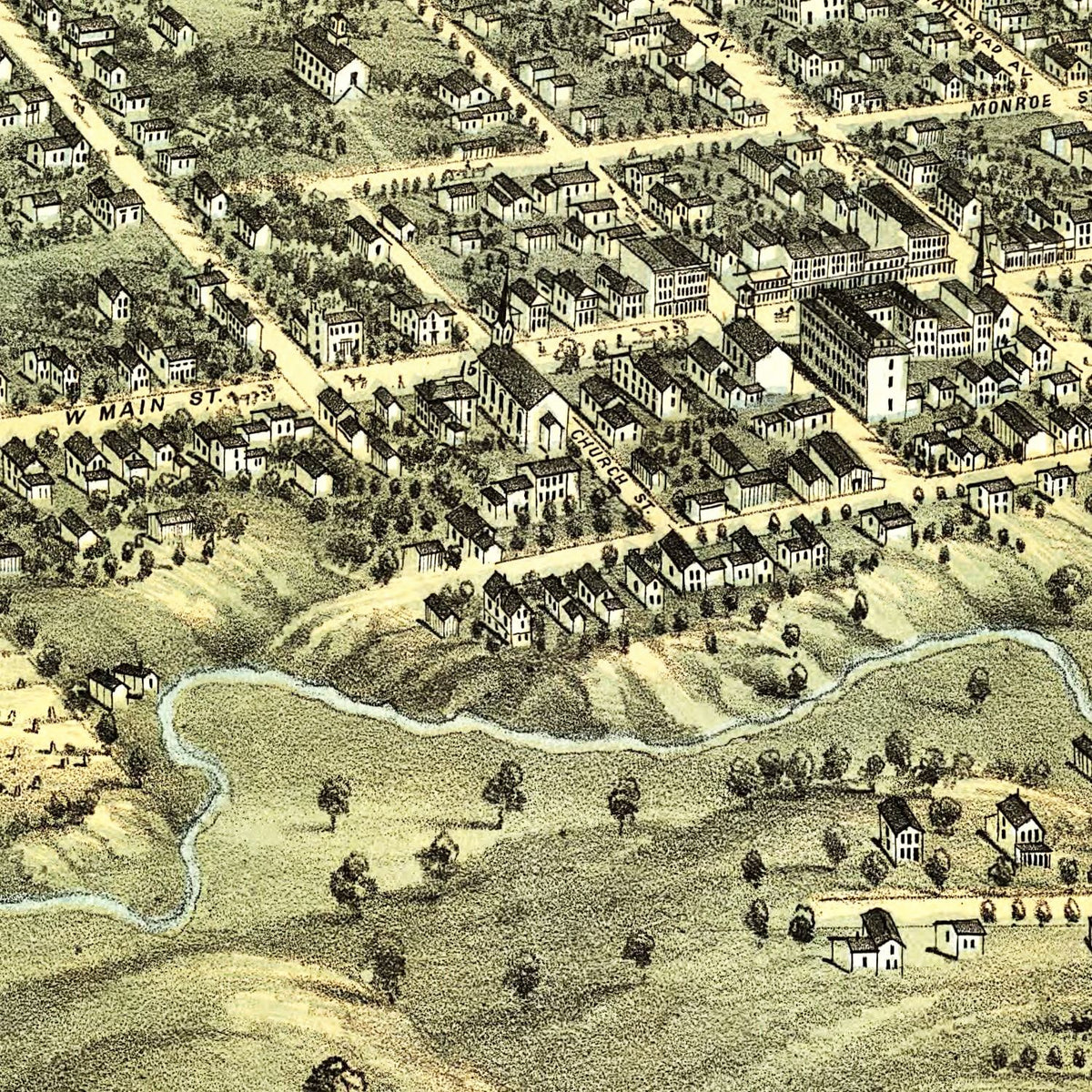 Restored historic details from the 1870 city map of Norwalk, Ohio