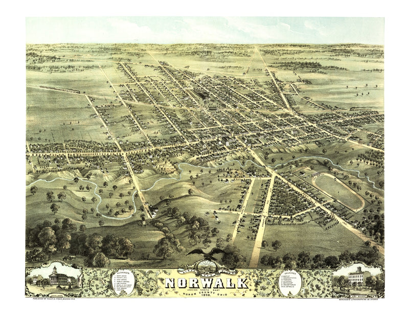 Size comparison using Vintage Map of Norwalk, Ohio 1870