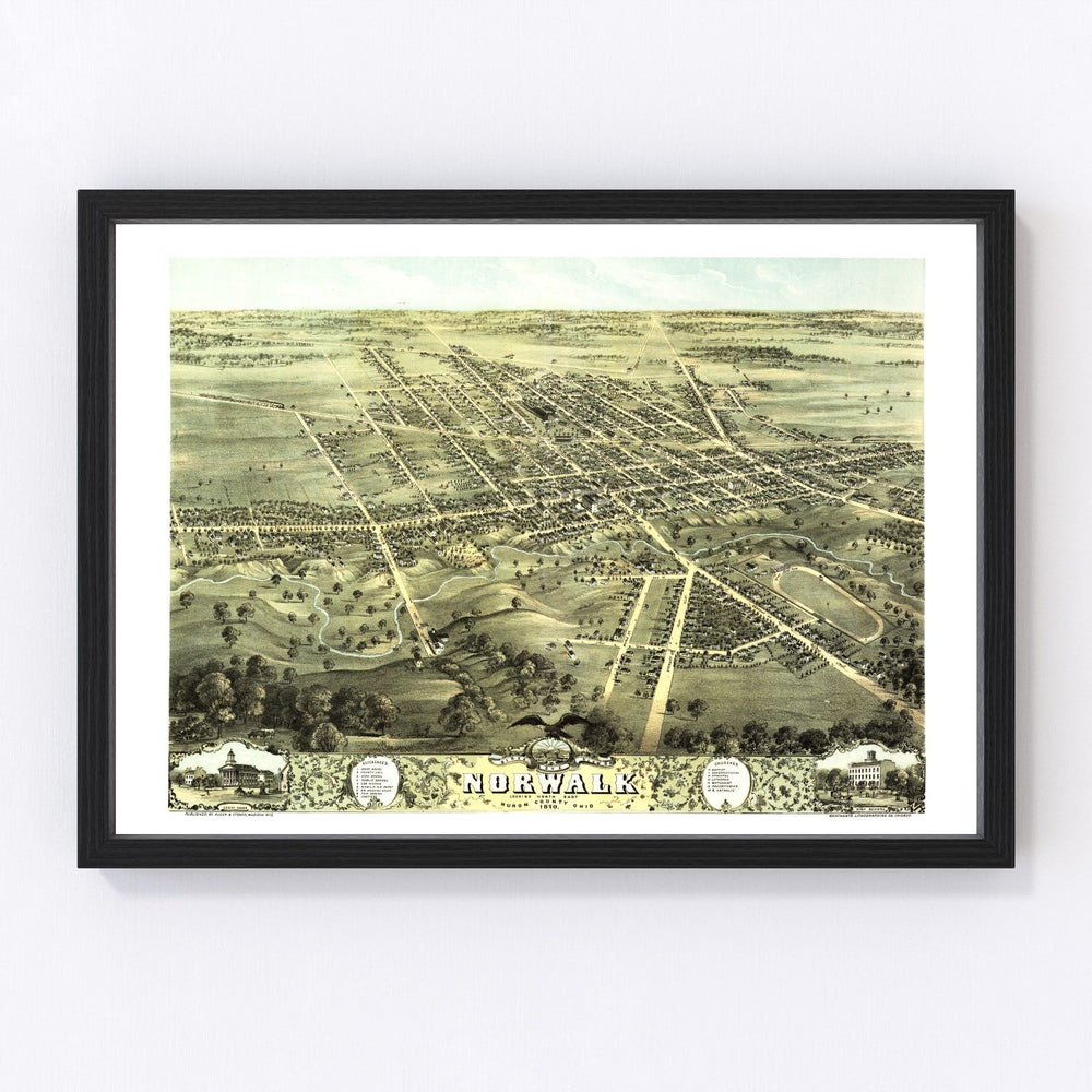 Norwalk Vintage Map 1870