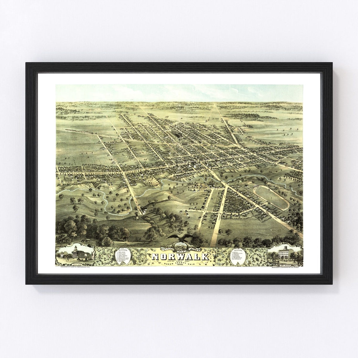 Norwalk Vintage Map 1870