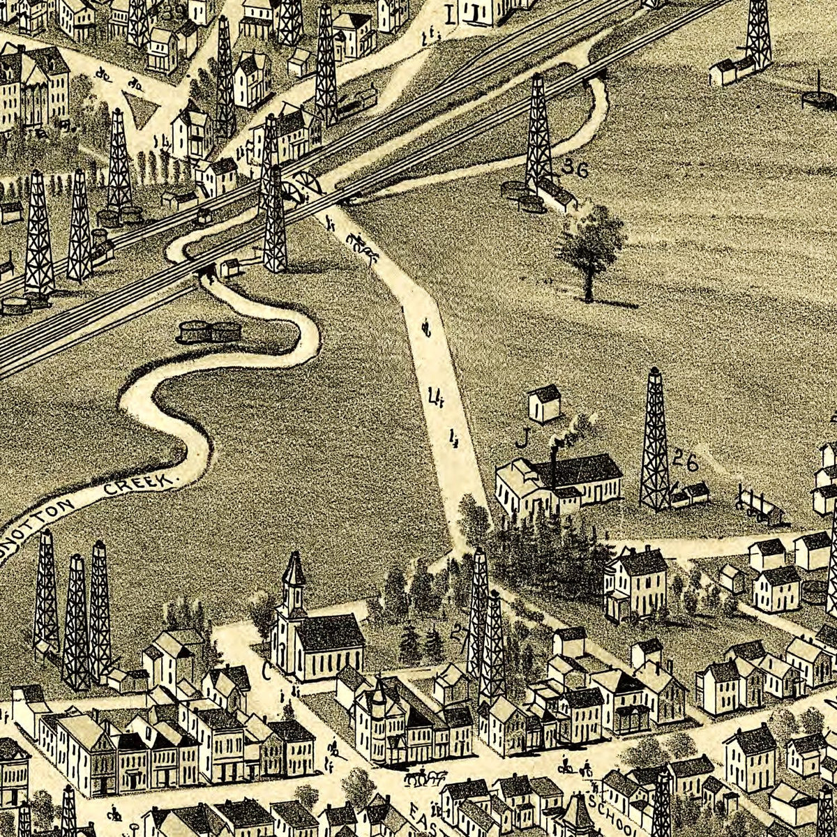 Restored historic details from the 1899 city map of Scio, Ohio